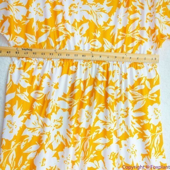 NEW Eloquii yellow floral Dolman Sleeve Maxi Dress with Slit,18 - Picture 10 of 16